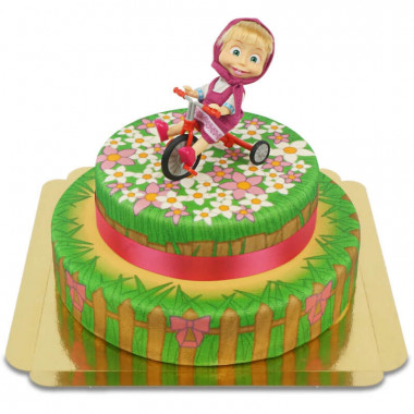 Gâteau fleuris avec figurine Macha