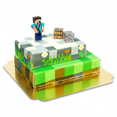Figurines Minecraft sur gâteau « monde des jeux » deux étages 