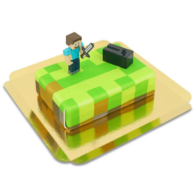 Figurines Minecraft sur gâteau « monde des jeux »
