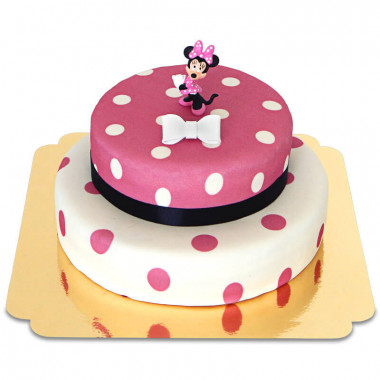 Minnie la souris sur gâteau deux étages à pois