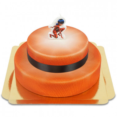 Gâteau deux étages avec bougie Ladybug de Miraculous