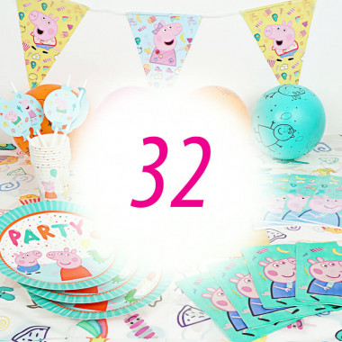 Kit de décorations "Peppa Pig" - 32 enfants (gâteau non inclu)