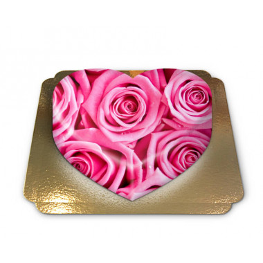 Gâteau de Roses "Pink" en forme de coeur