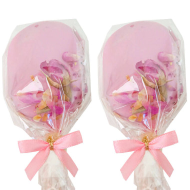 Cake-Pops Roses avec pétales de rose (10 pièces)
