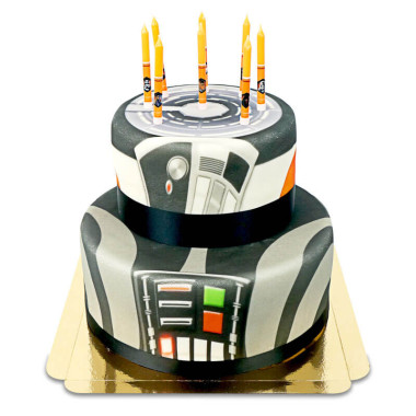 Bougies Star Wars sur gâteau Station Spatiale à 2 étages