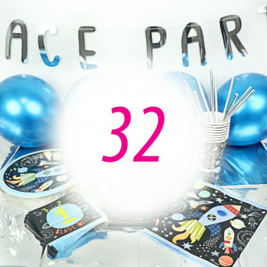 Kit de décorations de l'espace pour 32 personnes - gâteau non inclus