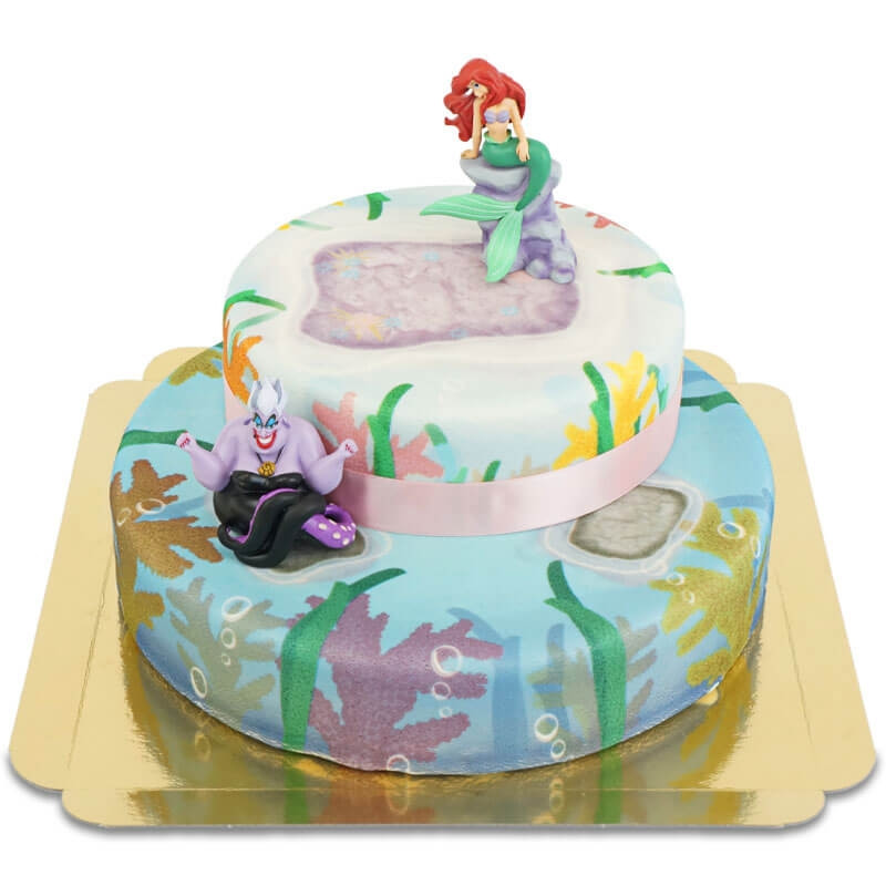 Ariel sur gâteau mer de corail à 2 étages