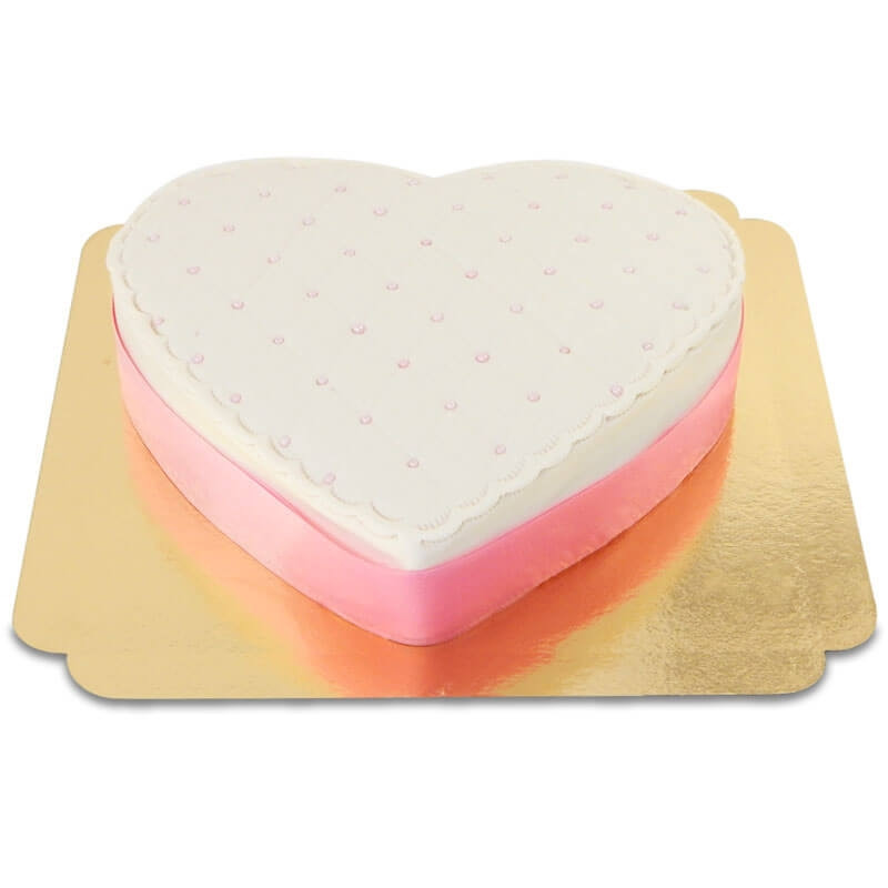 Gâteau coeur de la Saint-Valentin Deluxe blanc – différentes couleur de ruban