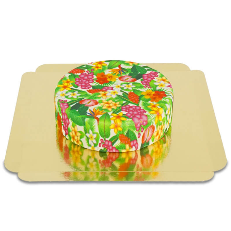 Grüne Tropenblumen-Torte