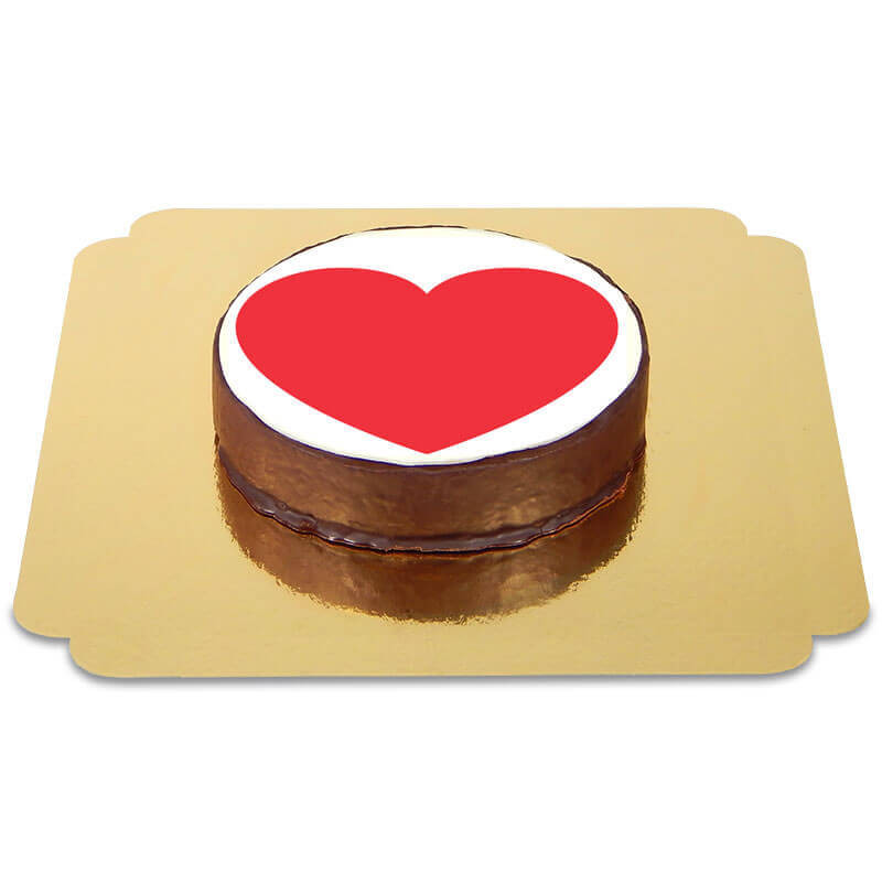 Tort czekoladowy z emotikonką - serce