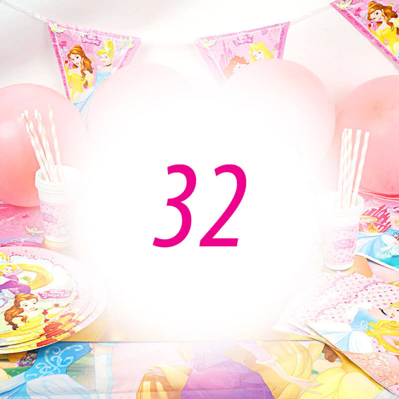 Kit anniversaire Princesse - 32 enfants (gâteau non inclu)