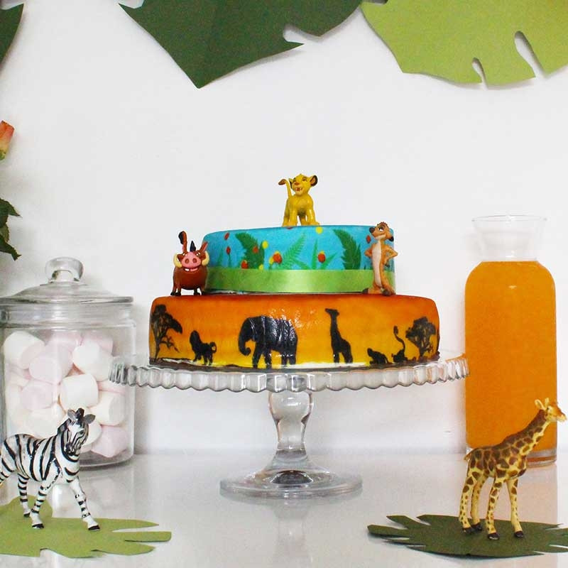 Simba, Timon et Pumba sur gâteau savane double-étage